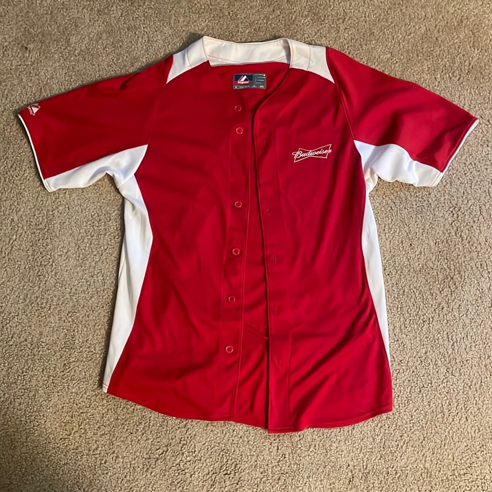 Vintage oversized Budweiser button up jersey